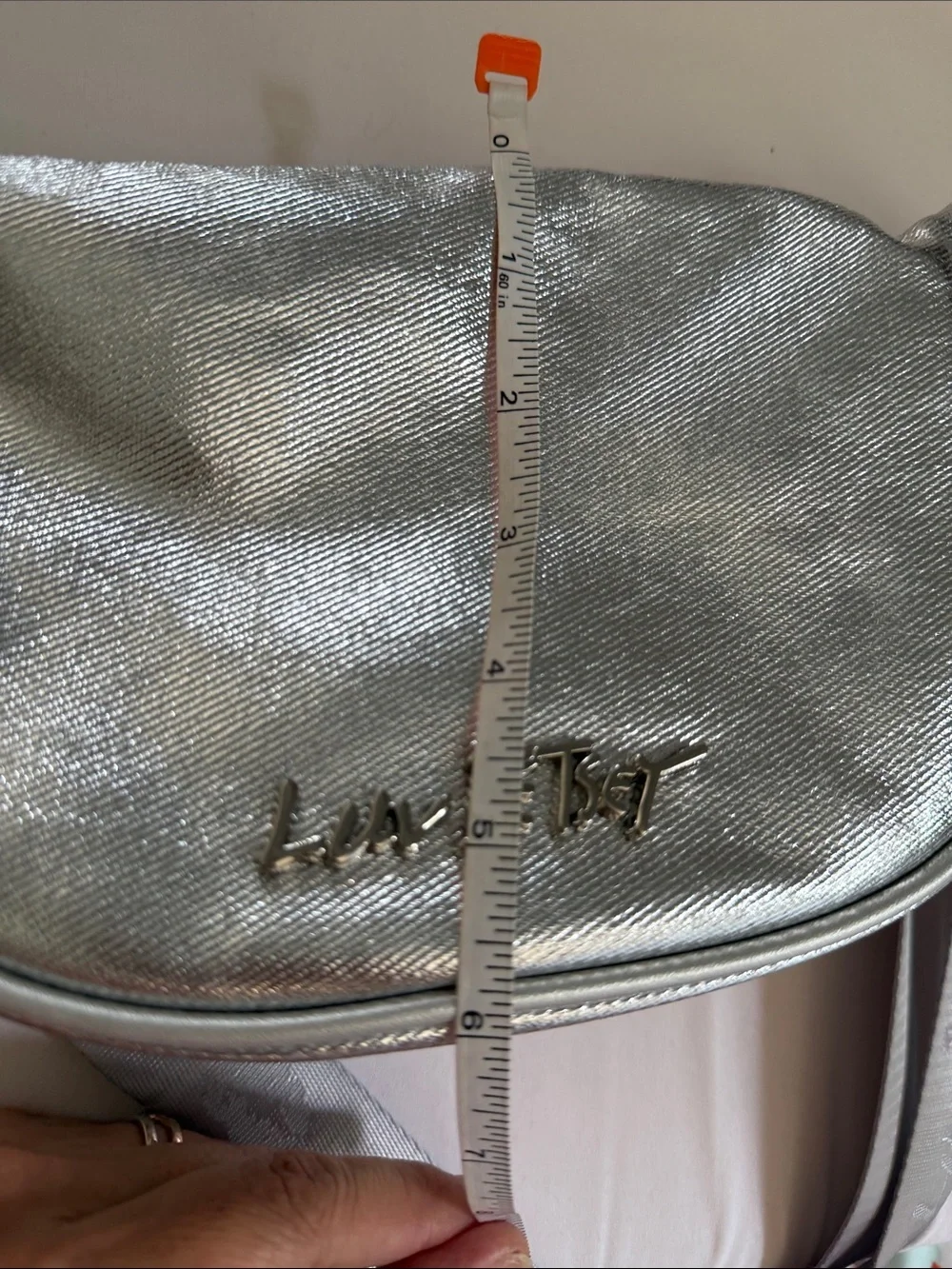 Luv Betsy metallic Silver Crossbody Bag with Adjustable Strap